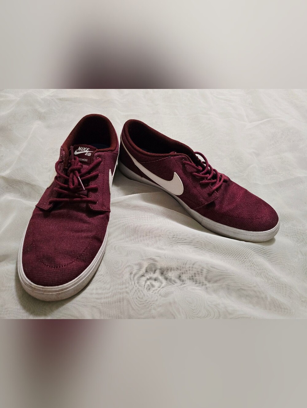 Nike SB Portmore II Skate Sneakers Red Burgundy White